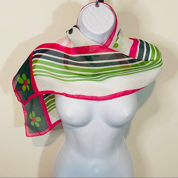 Rectangle Flower & Striped Rectangular Scarf - Picture 12 of 12